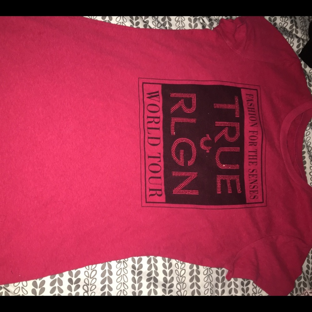 True Religion Red Rhinestone Tee